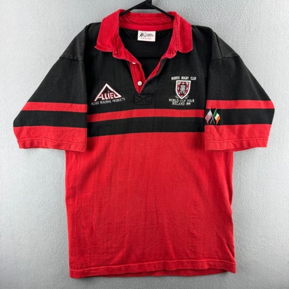 Vintage‎ Morris Rugby Club Shirt Mens 46 90s Cotton Jersey Halbro Made in USA